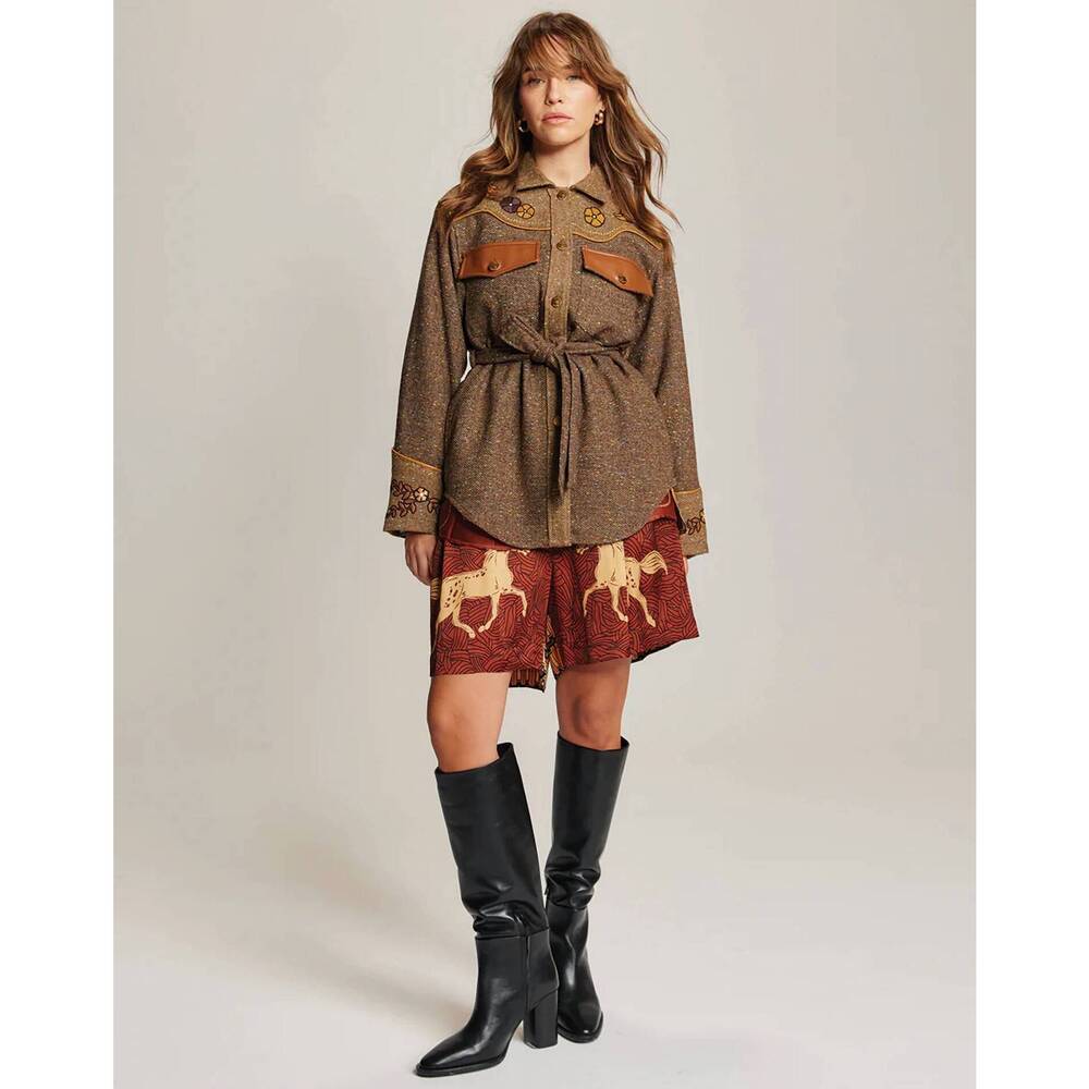 NEW ME369 kiara belted jacket in brown